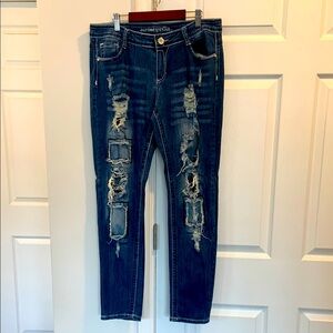 Almost Famous Dark Blue Distressed Skinny Jeans